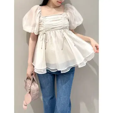 SNIDEL 시어 튜닉 블라우스//아이보리