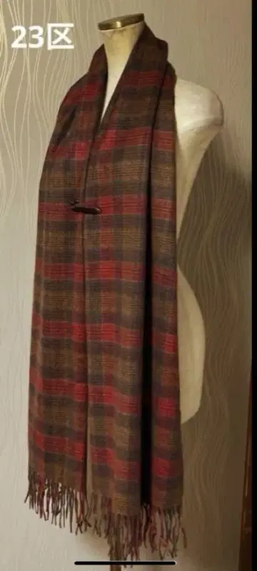 가격 인하 23구 체크 스톨 대형 캐시미어 100%