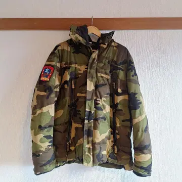 남성용 카모플라쥬 밀리터리 후드 부착 다운 자켓
