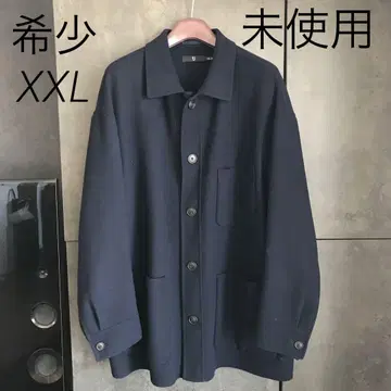 유니클로 +J 울 블렌드 오버 사이즈 셔츠 자켓 네이비 XXL