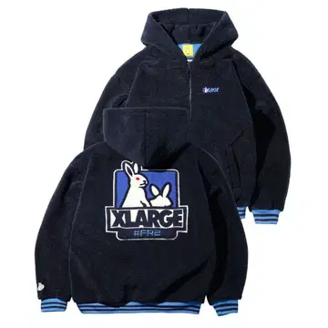 FR2 XLARGE 플리스 후드티 네이비