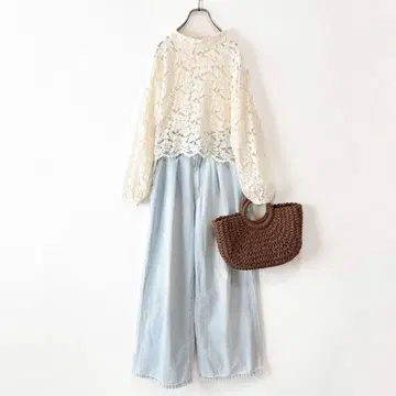 BARNYARDSTORM 와이드 데님 팬츠 루즈핏 스카이블루