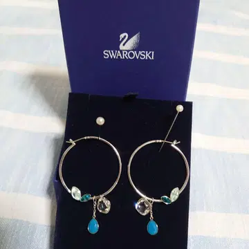Swarovski 후프 귀걸이 파란색 크리스탈