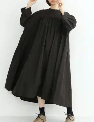 멀로 블랙 소프트 내추럴 빅 셔츠 롱 원피스 멀로