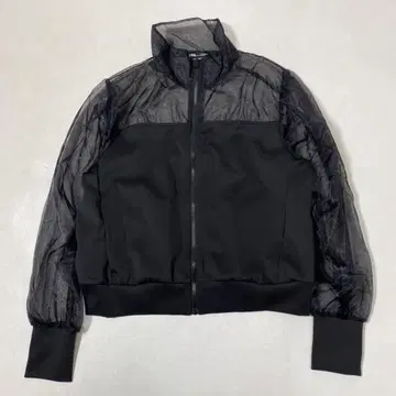 새상품급 ZARA 자라 시스루 튤 절개 블루종 L 블랙