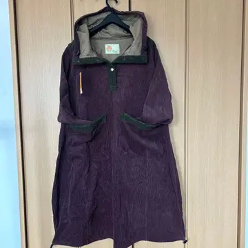 Anina 코듀로이 후드 부착 롱 코트 택 포함
