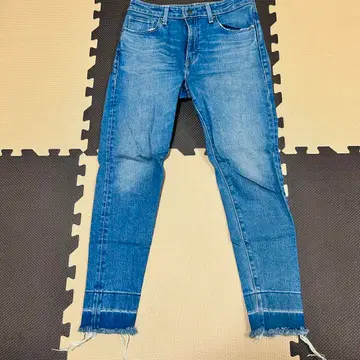 데님 블루 스키니진 프린지 밑단 721