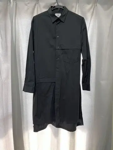 Y-3 블랙 긴팔 롱 셔츠 전면 포켓 부착