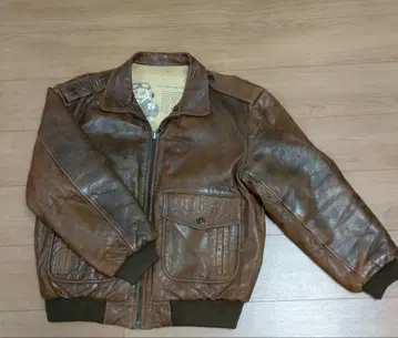 C'fou 숙성 천연 가죽 XL 빈티지 A2 타입 플라이트 가죽 자켓