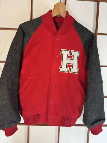 VANH 바시티 자켓 레드/그레이