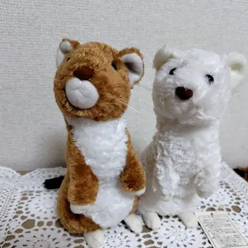 봉제 인형 오코조 화이트 브라운 2세트 동물 애니멀