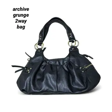 archive Leather grunge shoulder bag y2k
