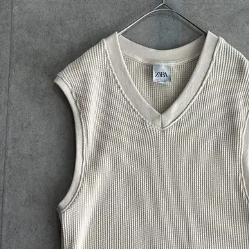 ZARA (S) 와플 니트 베스트 슬리브리스 오버사이즈 상의