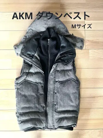 [ 새상품급 ] AKM 트위드 다운 베스트 후드 부착