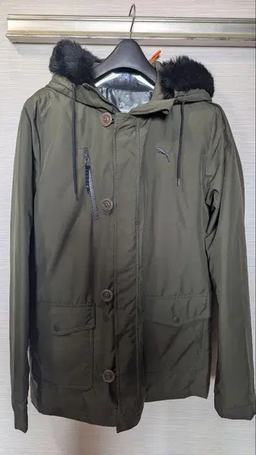PUMA 올리브 충전솜 코트 탈부착 후드 부착