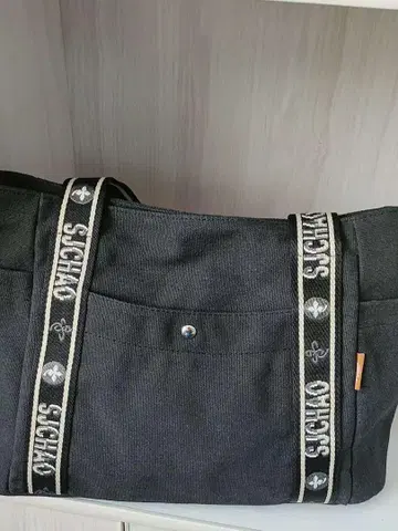 로고 블랙 토트백