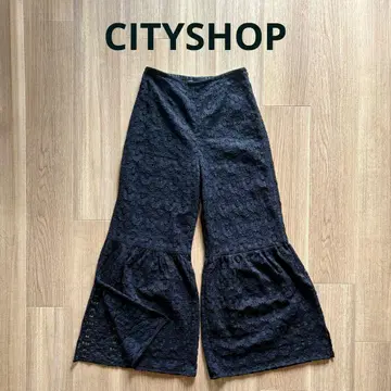 CITYSHOP 시티샵 블랙 전체 레이스 플레어 팬츠 38