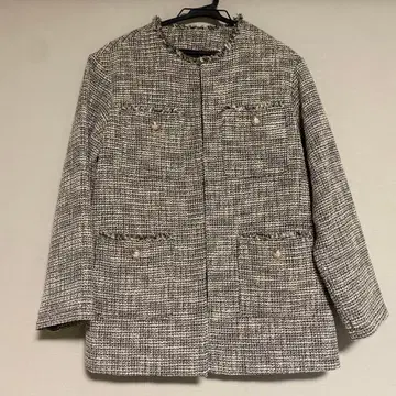트위드 노카라 자켓 그레이 계열 새상품급