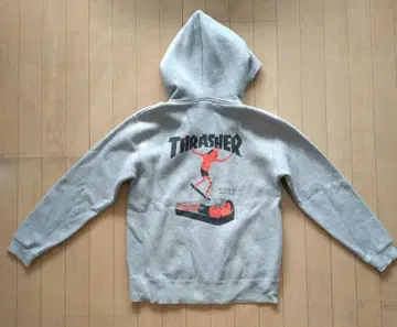 THRASHER M 스케이트보드 후드티 그레이 척 트레셔
