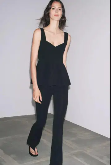 ZARA 페플럼 스트레치 상의, 스트레치 플레어 팬츠
