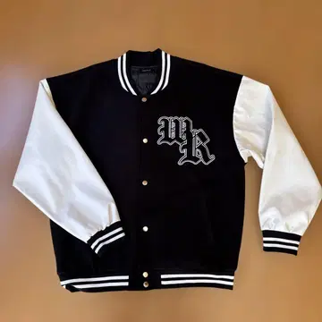 아담스 저글러 바시티 자켓 블랙 화이트 자수 로고