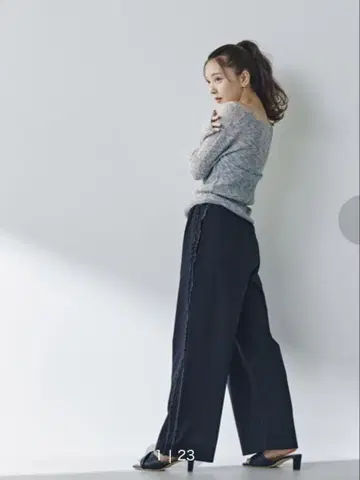 마아리 씨 콜라보 프릴 라인 팬츠