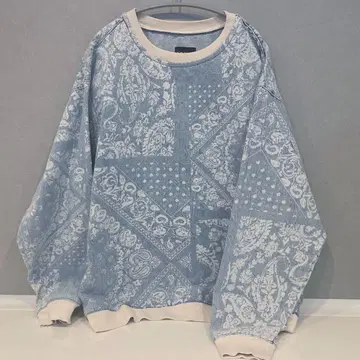 ZARA 데님 맨투맨 페이즐리 반다나 풀오버 L