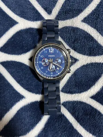 FOSSIL 블루 실리콘 밴드 시계