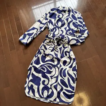 ZARA 자라 추상 패턴 긴팔 셔츠 원피스 XL