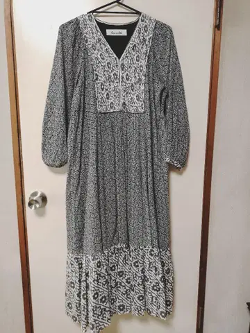 누키테파 꽃무늬 롱 원피스