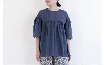 nofl 노풀 코튼 실크 블라우스 개더입은 5부 소매 블라우스