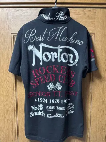 Norton 자수 블랙 피케 셔츠