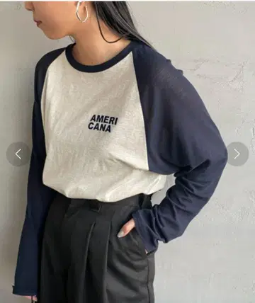 아메리카나 x 진즈팩토리 별주 소매 시어 래글런 롱T