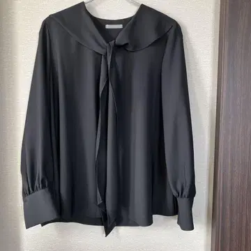 theory luxe 블랙 보타이 긴팔 블라우스