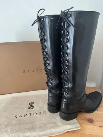 SARTORE 블랙 가죽 롱 부츠 37