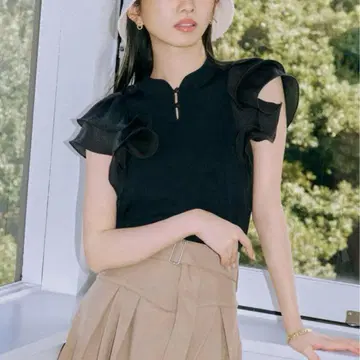 lilybrown 차이나 프릴 니트탑