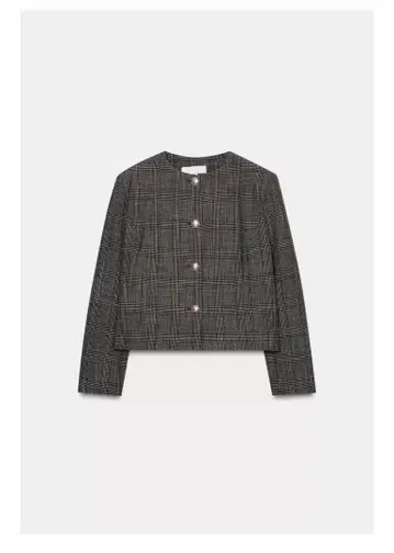 ZARA 체크 무늬 숏 블레이저 XS