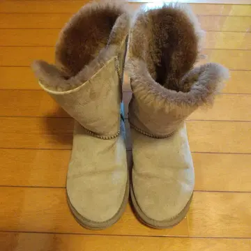 베이지 스웨이드 여성용 리얼 어그 부츠 24cm