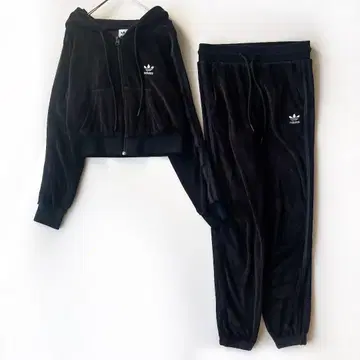 adidas 벨로아 SET 크롭 트랙 수트 조거 팬츠 XS 블랙