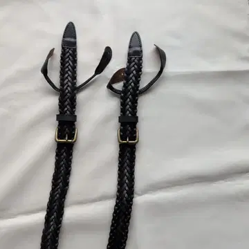 [ 미사용 ] 블랙 가죽 뜨개질 서스펜더