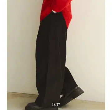 [ FASHIRU ] 블랙 코듀로이 와이드 팬츠