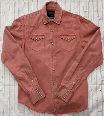 MILITARY WORKS 핑크 데님 원단 긴팔 셔츠 M 밀리터리 웨스턴
