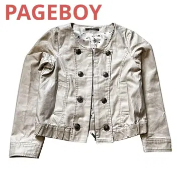 PAGEBOY 노카라 더블 브레스트 자켓 베이지 M