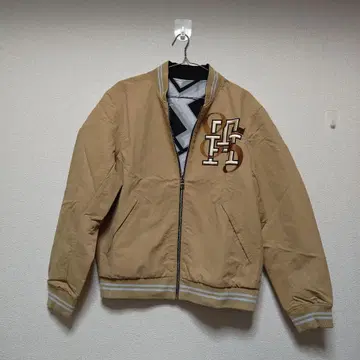 TOMMYHILFIGER 베이지 기하학 집업 리버서블 자켓