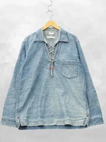 블루블루 BLUE BLUE 레이스업 긴팔 코튼 데님 셔츠 3