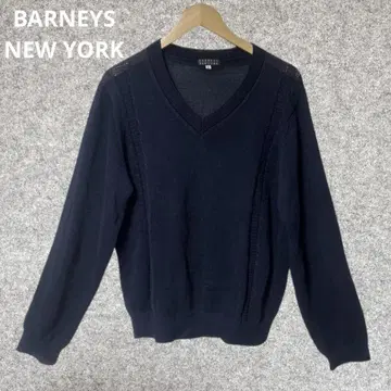 BARNEYS NEW YORK 네이비 V넥 니트 스웨터