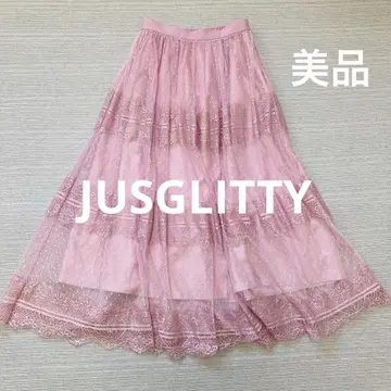 새상품급 JUSGLITTY 재스그리티 튤 캉캉 스커트 레이스
