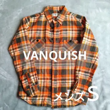 VANQUISH 뱅퀴시 남성용 체크 플란넬 셔츠 오렌지