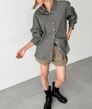 El mar 체크 레귤러 셔츠