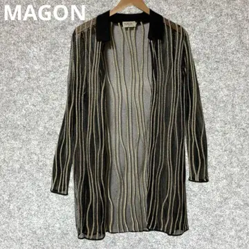 MAGON 스트라이프 디자인 메쉬 가디건